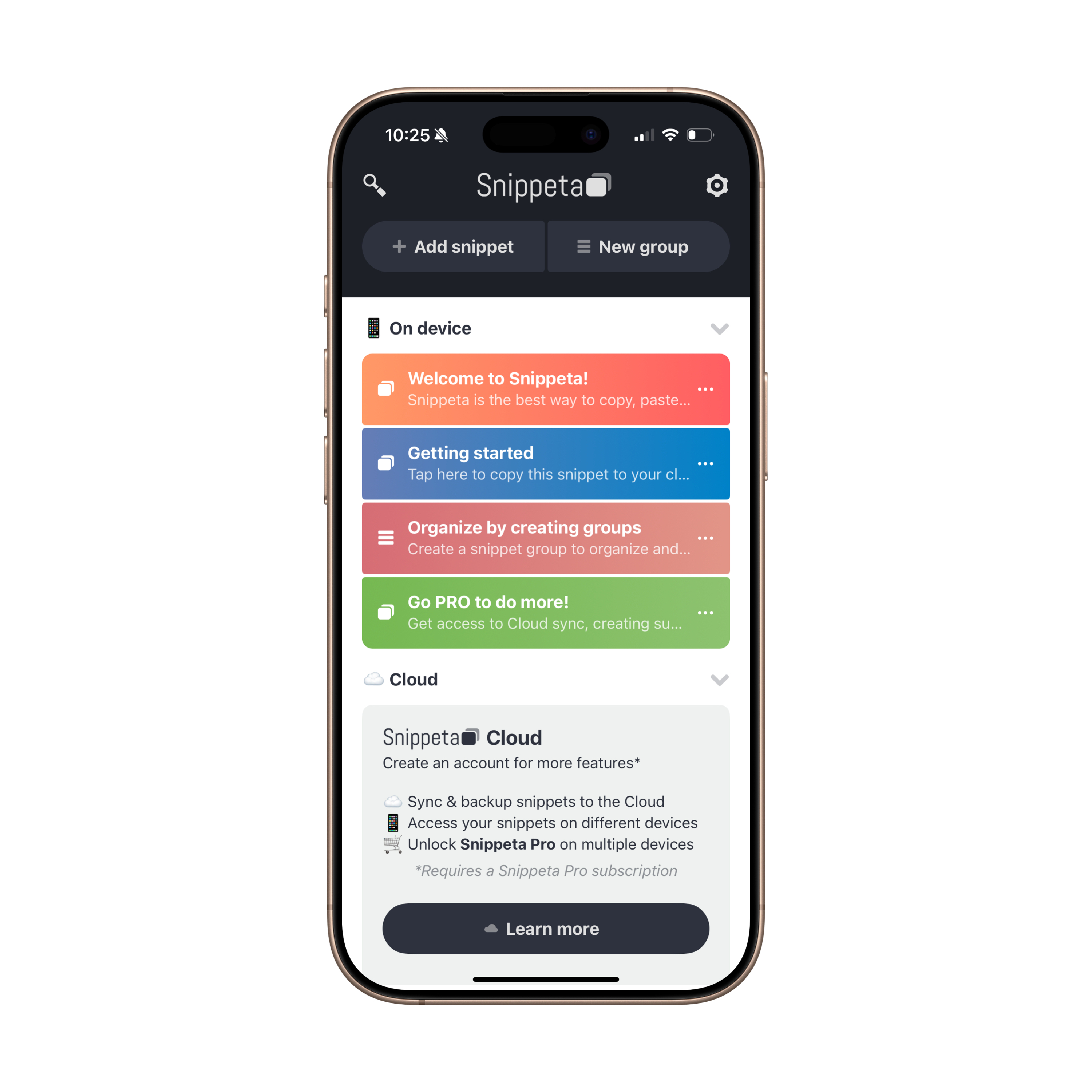 Snippeta App Screenshot